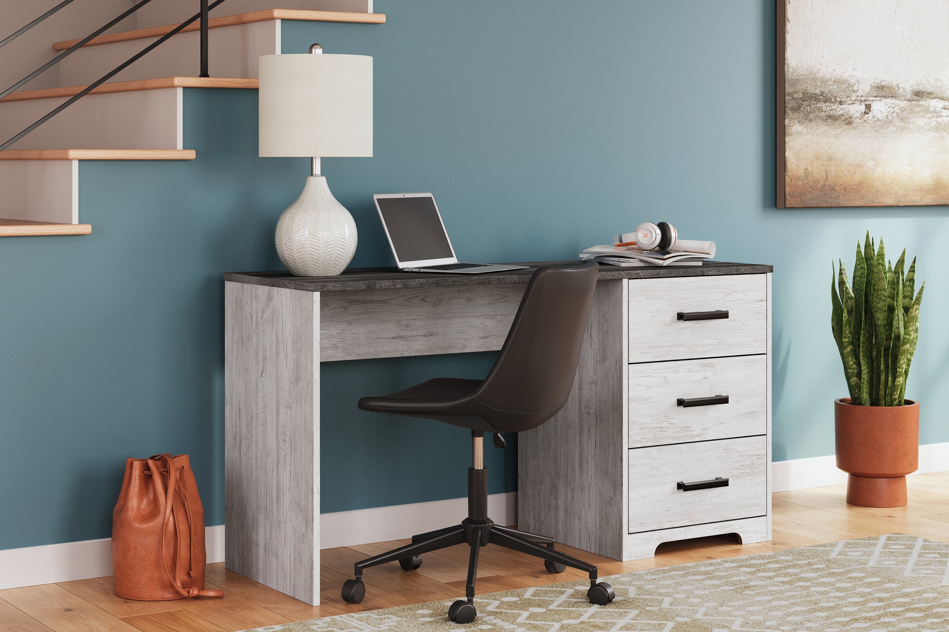 Bradenton Furniture Outlet - Ashley Furniture - Shawburn Office Desk - Home Office Desk / White/Dark Charcoal Gray - H4121-34