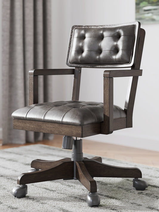 Bradenton Furniture Outlet - Ashley Furniture - Breckington Desk Chair - Home Office Desk Chair (1/CN) / Dark Brown - H556-01A