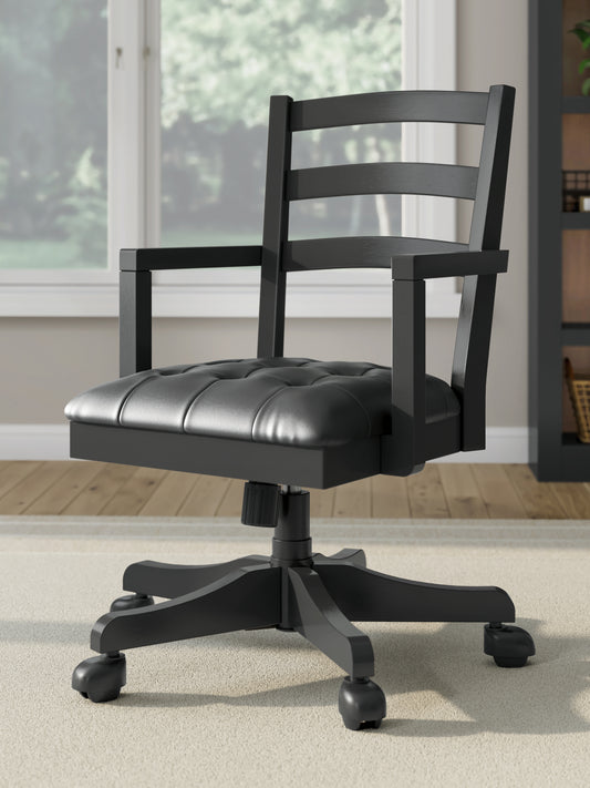 Bradenton Furniture Outlet - Ashley Furniture - Wildenauer Home Office Desk Chair - Home Office Swivel Desk Chair / Black - H664-01A