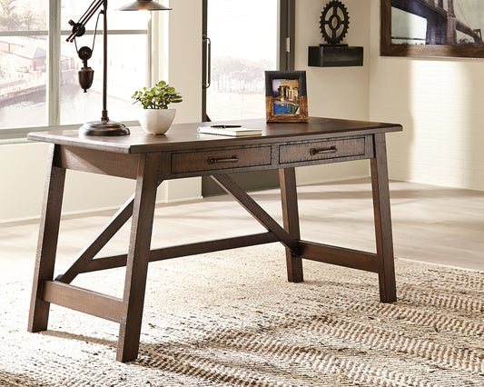 Bradenton Furniture Outlet - Ashley Furniture - Baldridge Office Desk - Home Office Large Leg Desk / Rustic Brown - H675-44