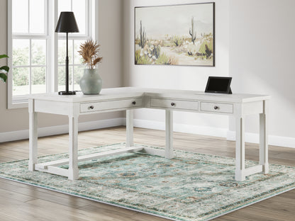 Bradenton Furniture Outlet - Ashley Furniture - Robbinsdale Office Desk - L-Shaped Home Office Desk / Antique White - H742H1