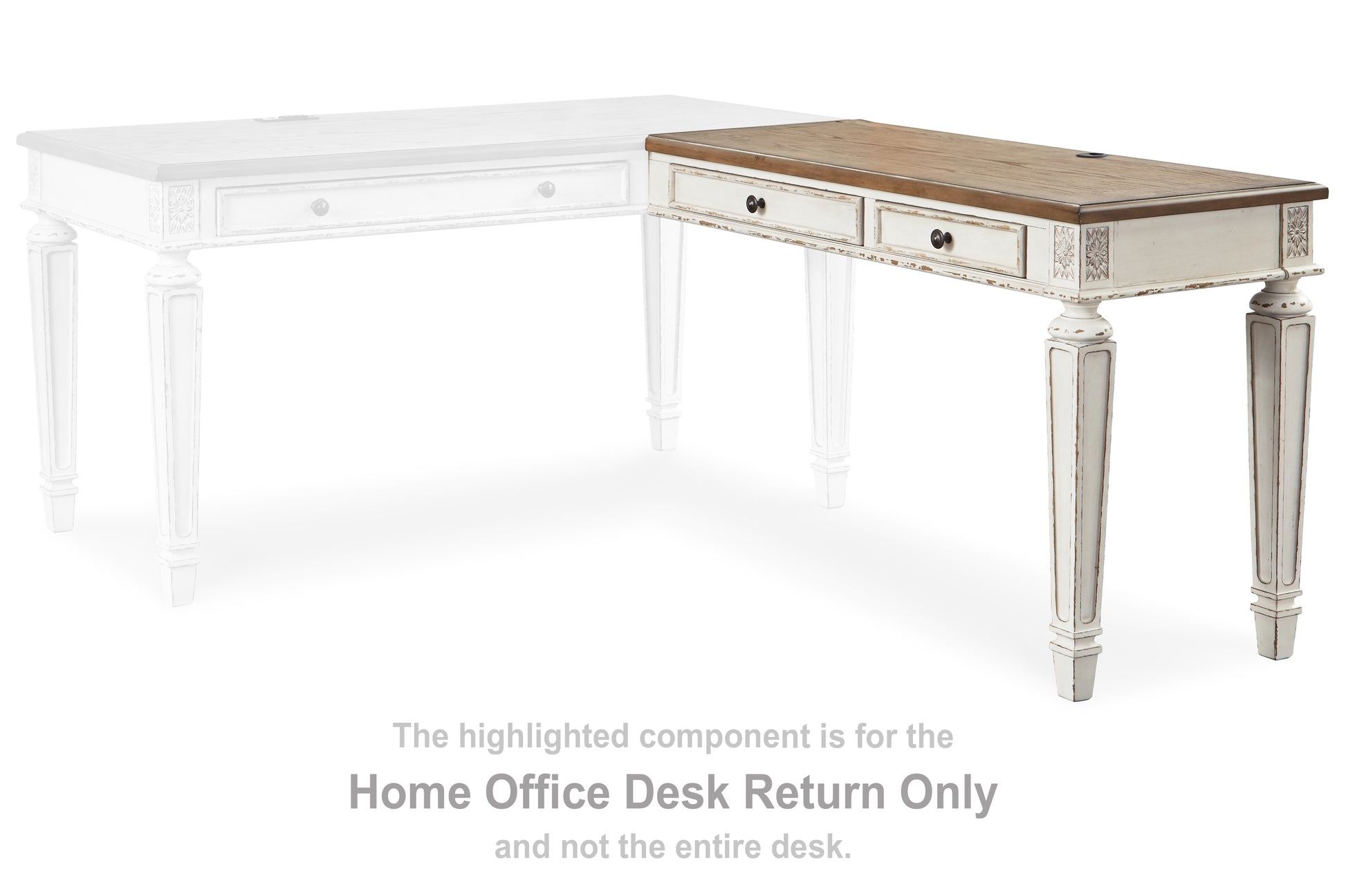 Bradenton Furniture Outlet - Ashley Furniture - Realyn Office Desk - Home Office Desk Return / White/Brown - H743-34R