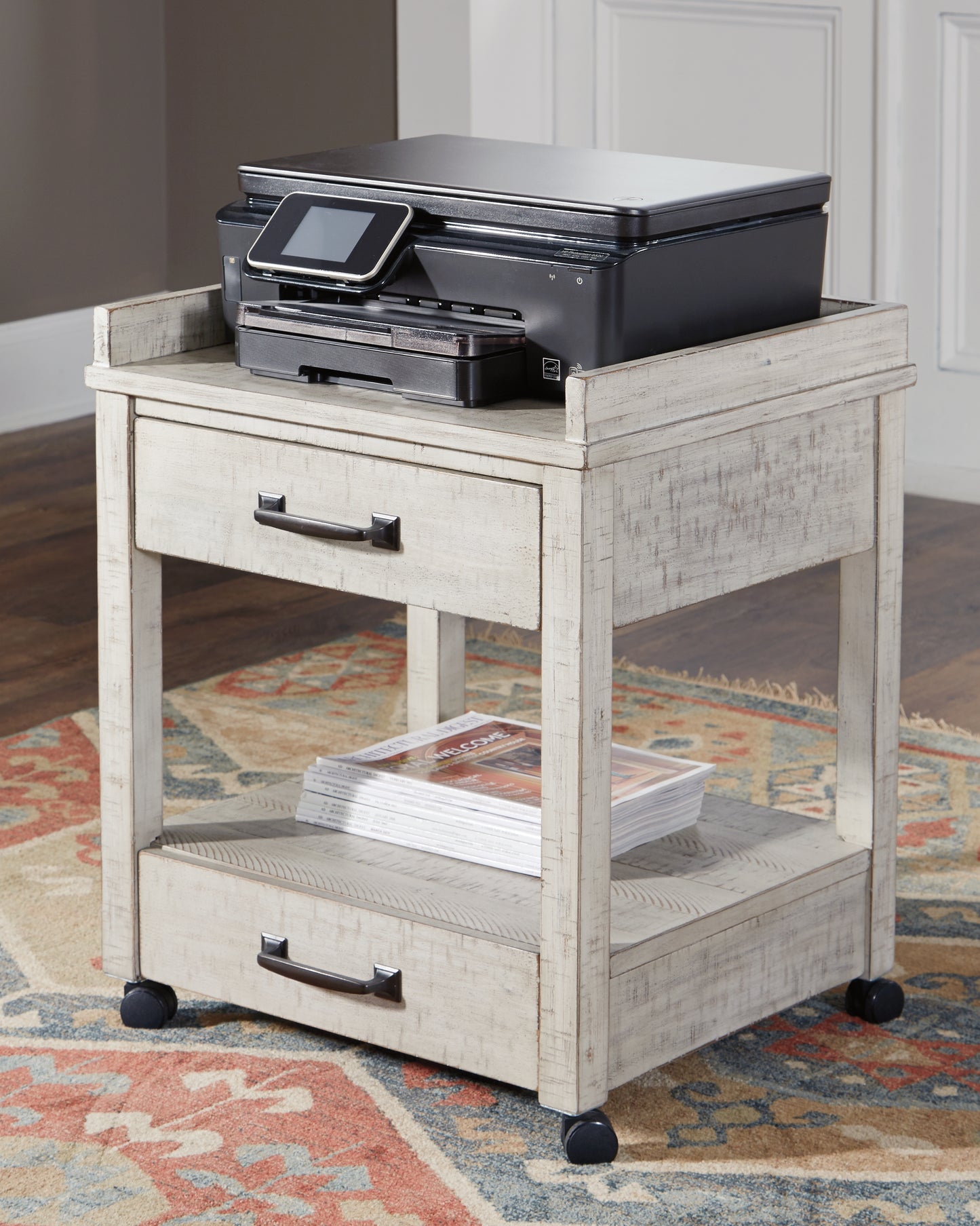 Bradenton Furniture Outlet - Ashley Furniture - Carynhurst Printer Stand - Printer Stand / Whitewash - H755-11