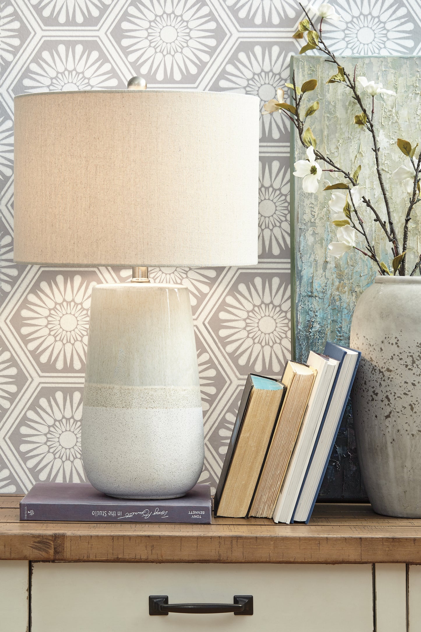 Bradenton Furniture Outlet - Ashley Furniture - Shavon Lighting - Table Lamp (Set of 2) / Beige/White - L100724X2