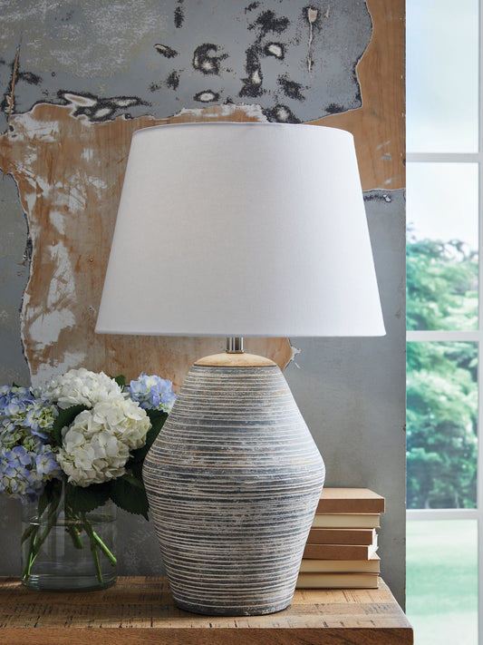 Bradenton Furniture Outlet - Ashley Furniture - Lawrock Lighting - Terracotta Table Lamp (1/CN) / Antique Blue - L100834