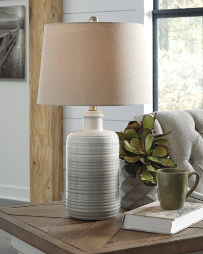 Bradenton Furniture Outlet - Ashley Furniture - Marnina Lighting - Ceramic Table Lamp (Set of 2) / Taupe - L121854