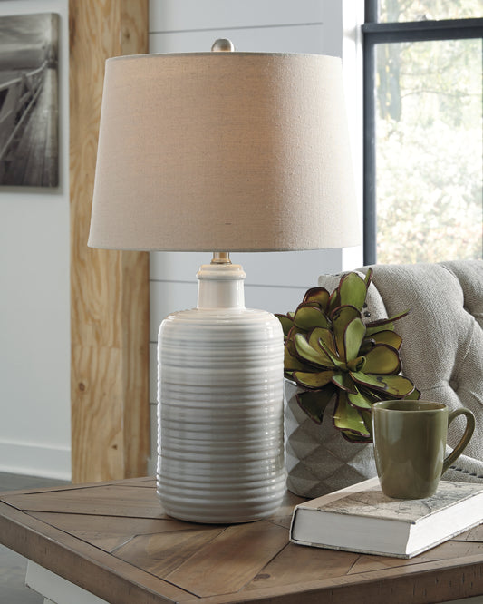 Bradenton Furniture Outlet - Ashley Furniture - Marnina Lighting - Ceramic Table Lamp (Set of 2) / Taupe - L121854
