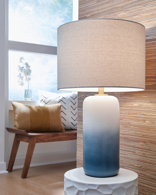 Bradenton Furniture Outlet - Ashley Furniture - Lemrich Lighting - Table Lamp (Set of 2) / White/Teal - L123874X2
