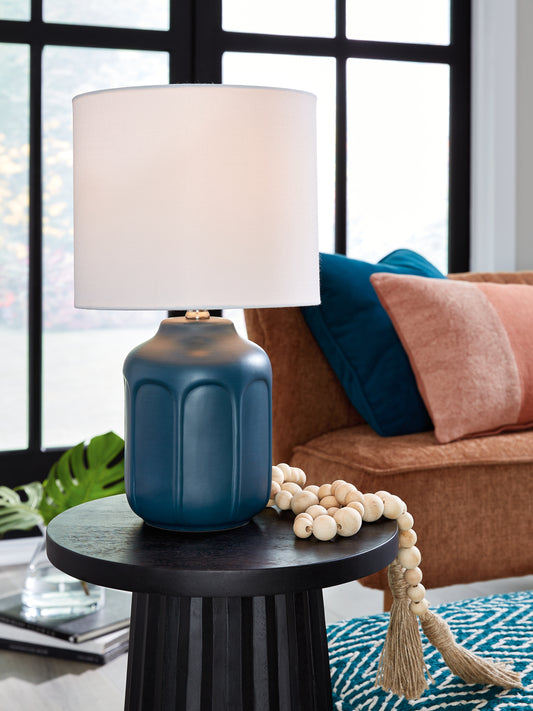 Bradenton Furniture Outlet - Ashley Furniture - Gierburg Lighting - Table Lamp (Set of 2) / Teal - L180214X2