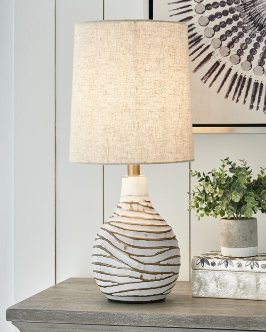 Bradenton Furniture Outlet - Ashley Furniture - Aleela Lighting - Table Lamp (Set of 2) / White/Gold Finish - L204194X2