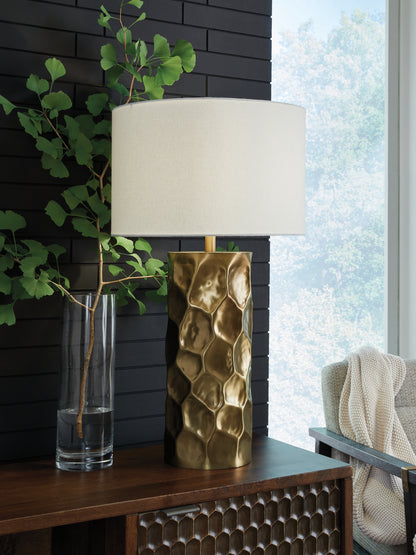 Bradenton Furniture Outlet - Ashley Furniture - Marshawn Lighting - Metal Table Lamp (1/CN) / Gold Finish - L207524