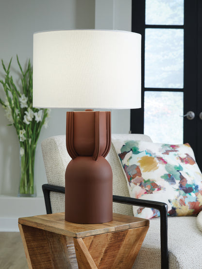 Bradenton Furniture Outlet - Ashley Furniture - Rowandale Lighting - Metal Table Lamp (1/CN) / Brick Red - L207534