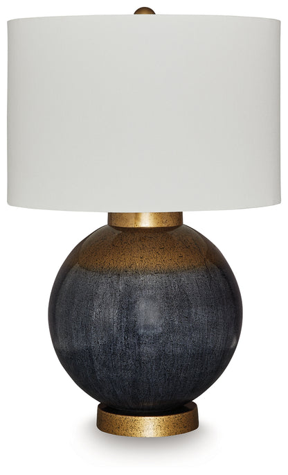 Bradenton Furniture Outlet - Ashley Furniture - Adara Lighting - Metal Table Lamp (1/CN) / Blue/Gold Finish - L207564