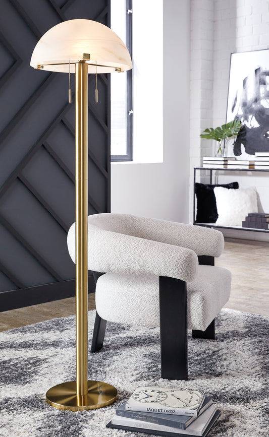 Bradenton Furniture Outlet - Ashley Furniture - Tobbinsen Lighting - Metal Floor Lamp (1/CN) / Brass Finish - L208421