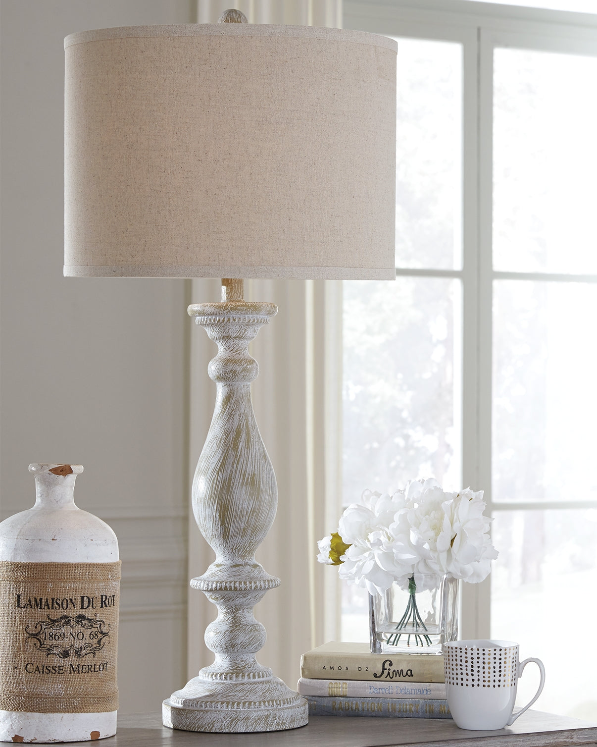 Bradenton Furniture Outlet - Ashley Furniture - Bernadate Lighting - Poly Table Lamp (Set of 2) / Whitewash - L235344