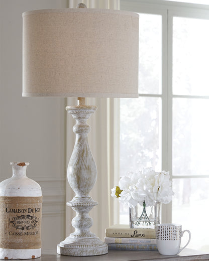 Bradenton Furniture Outlet - Ashley Furniture - Bernadate Lighting - Poly Table Lamp (Set of 2) / Whitewash - L235344