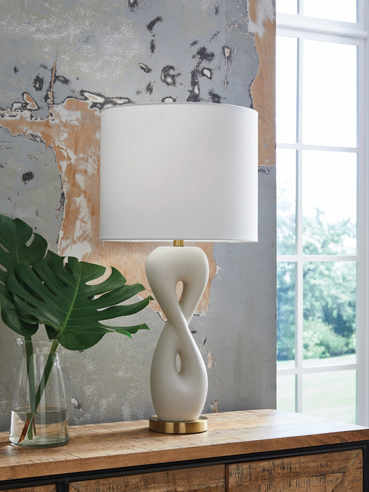 Bradenton Furniture Outlet - Ashley Furniture - Judrich Lighting - Poly Table Lamp (1/CN) / White/Gold Finish - L236024