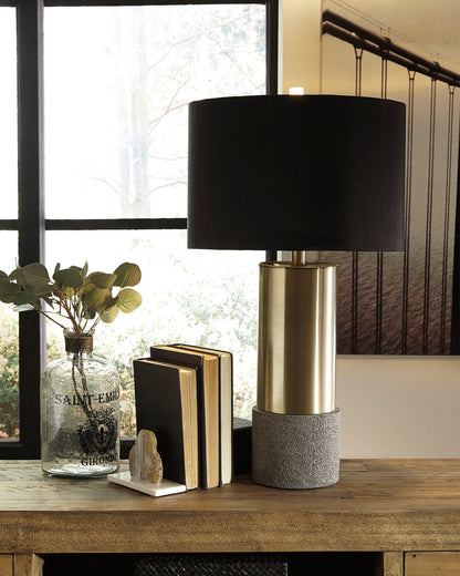 Bradenton Furniture Outlet - Ashley Furniture - Jacek Lighting - Metal Table Lamp (Set of 2) / Gray/Brass Finish - L243164