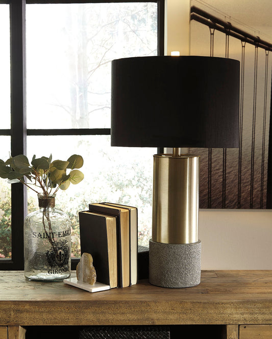 Bradenton Furniture Outlet - Ashley Furniture - Jacek Lighting - Metal Table Lamp (Set of 2) / Gray/Brass Finish - L243164