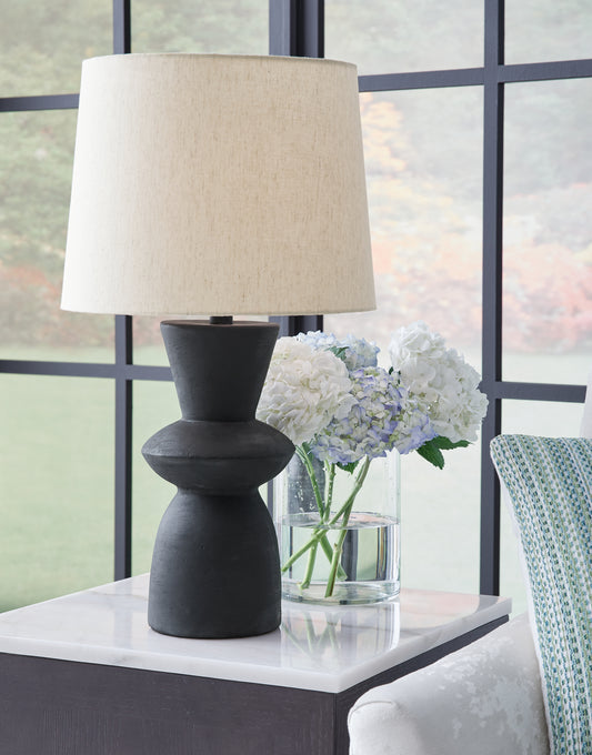 Bradenton Furniture Outlet - Ashley Furniture - Scarbot Lighting - Paper Table Lamp (Set of 2) / Distressed Black - L243354