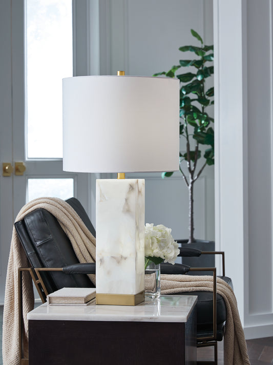 Bradenton Furniture Outlet - Ashley Furniture - Linderfield Lighting - Alabaster Table Lamp (1/CN) / White/Gold Finish - L429094