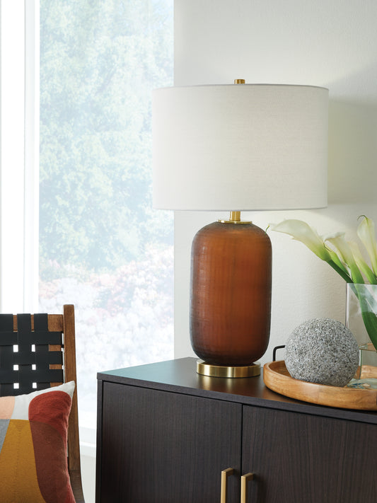Bradenton Furniture Outlet - Ashley Furniture - Farberman Lighting - Glass Table Lamp (1/CN) / Amber - L430864