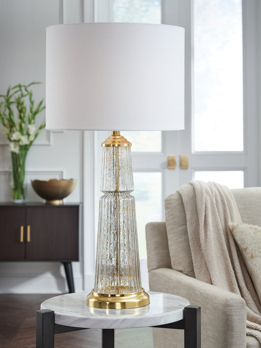 Bradenton Furniture Outlet - Ashley Furniture - Bakersboro Lighting - Glass Table Lamp (1/CN) / Clear/Gold Finish - L430884