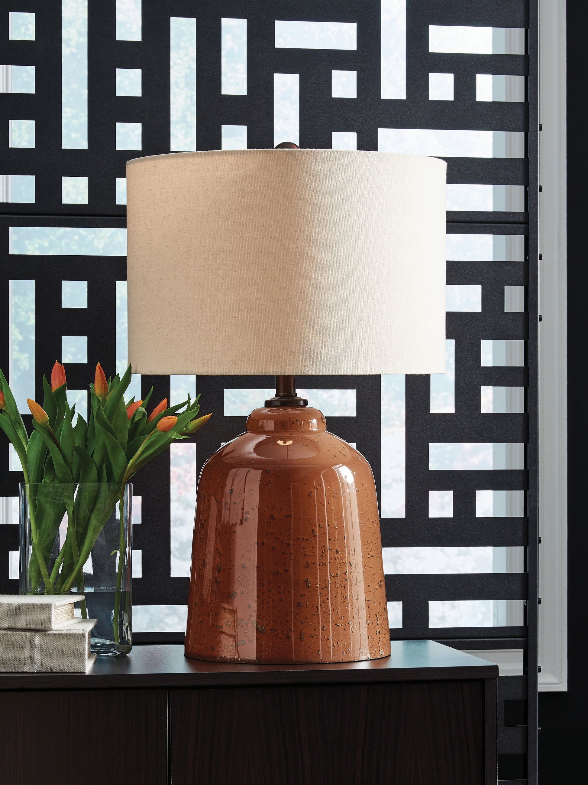 Bradenton Furniture Outlet - Ashley Furniture - Aaleahya Lighting - Glass Table Lamp (1/CN) / Rust - L430904