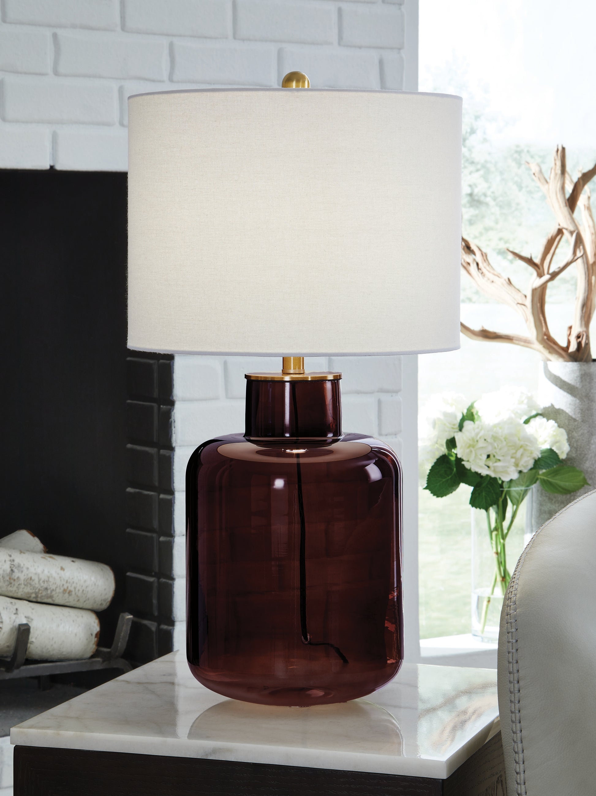 Bradenton Furniture Outlet - Ashley Furniture - Mette Lighting - Glass Table Lamp (1/CN) / Brown/Gold Finish - L430924