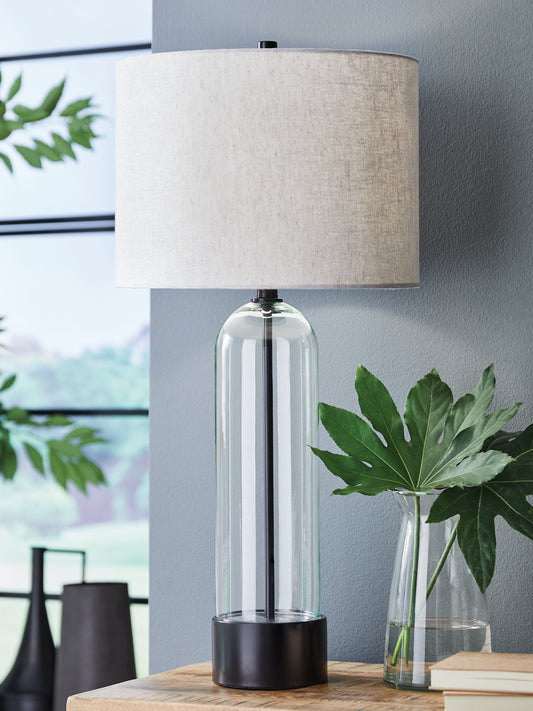 Bradenton Furniture Outlet - Ashley Furniture - Kerrbrook Lighting - Glass Table Lamp (1/CN) / Clear/Black - L430944
