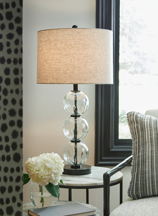 Bradenton Furniture Outlet - Ashley Furniture - Airbal Lighting - Glass Table Lamp (Set of 2) / Clear/Black - L431604