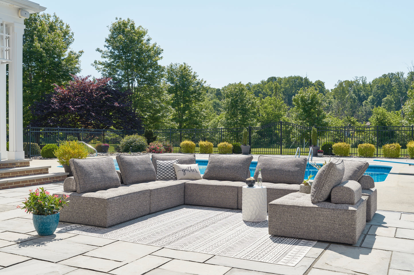 Bradenton Furniture Outlet - Ashley Furniture - Bree Zee Outdoor - 8-Piece Outdoor Sectional / Brown - P160P6