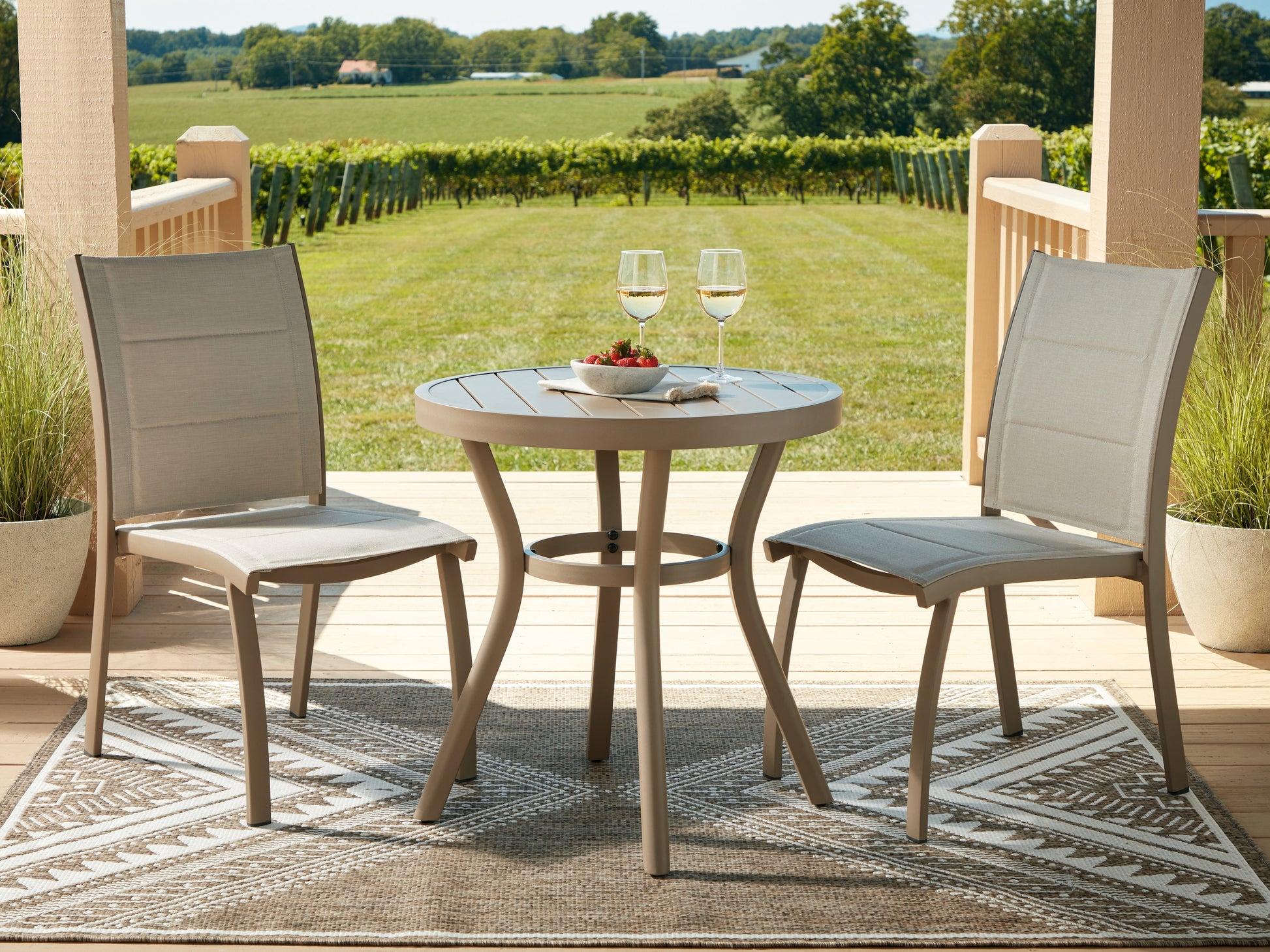 Bradenton Furniture Outlet - Ashley Furniture - Mission Beach Outdoor - Chairs w/Table Set (3/CN) / Beige - PCP200-050