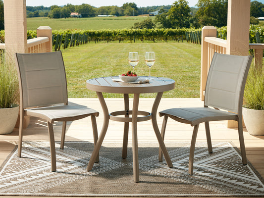 Bradenton Furniture Outlet - Ashley Furniture - Mission Beach Outdoor - Chairs w/Table Set (3/CN) / Beige - PCP200-050