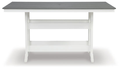 Bradenton Furniture Outlet - Ashley Furniture - Transville Outdoor - RECT COUNTER TABLE W/UMB OPT / Gray/White - P210-642