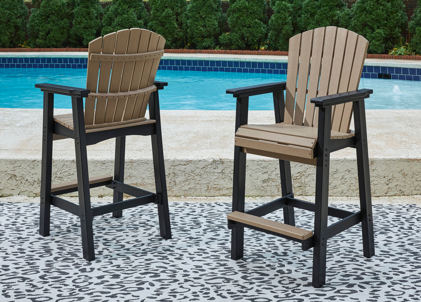 Bradenton Furniture Outlet - Ashley Furniture - Fairen Trail Outdoor - Square Counter TBL w/UMB OPT / Black/Driftwood - P211-632