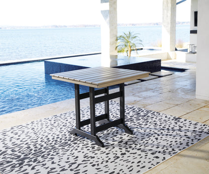 Bradenton Furniture Outlet - Ashley Furniture - Fairen Trail Outdoor - Square Counter TBL w/UMB OPT / Black/Driftwood - P211-632