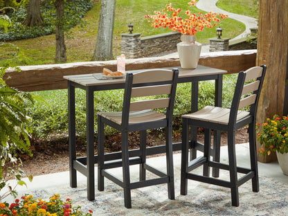 Bradenton Furniture Outlet - Ashley Furniture - Shoreline Beach Outdoor - Counter Table Set (3/CN) / Black/Beige - PCP221-113