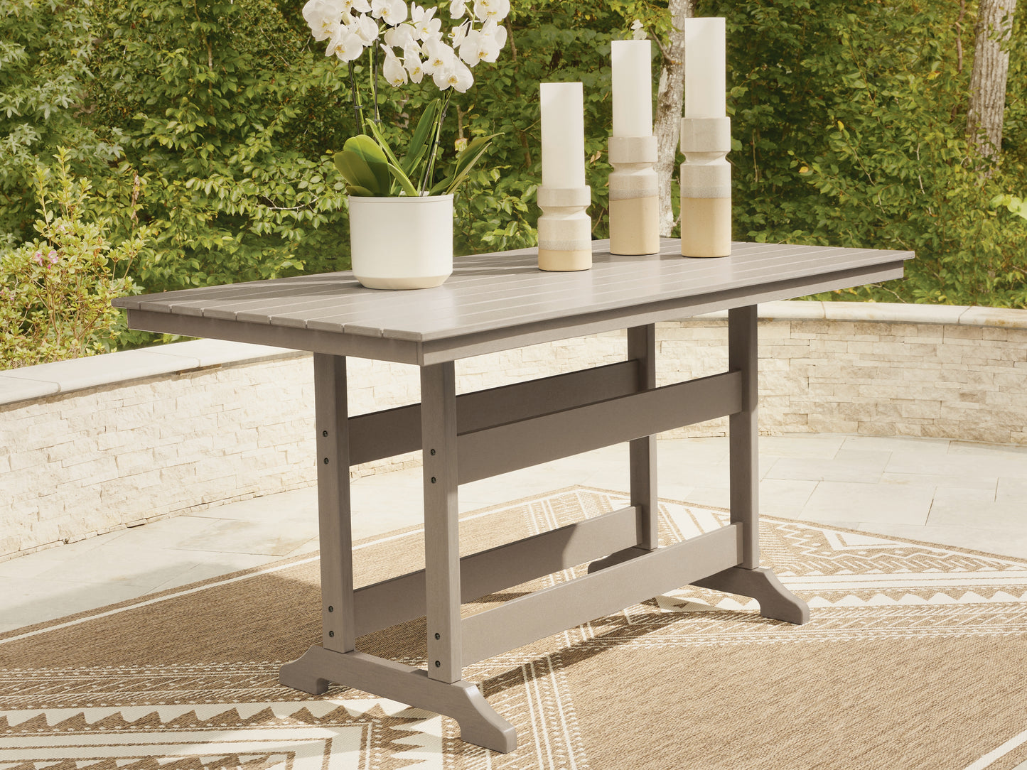 Bradenton Furniture Outlet - Ashley Furniture - Seacliff Beach Outdoor - RECT COUNTER TABLE W/UMB OPT - PCP228-642
