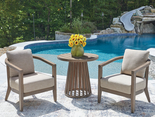 Bradenton Furniture Outlet - Ashley Furniture - Joy Lagoon Outdoor - Chairs w/CUSH/Table Set (3/CN) - PCP310-050
