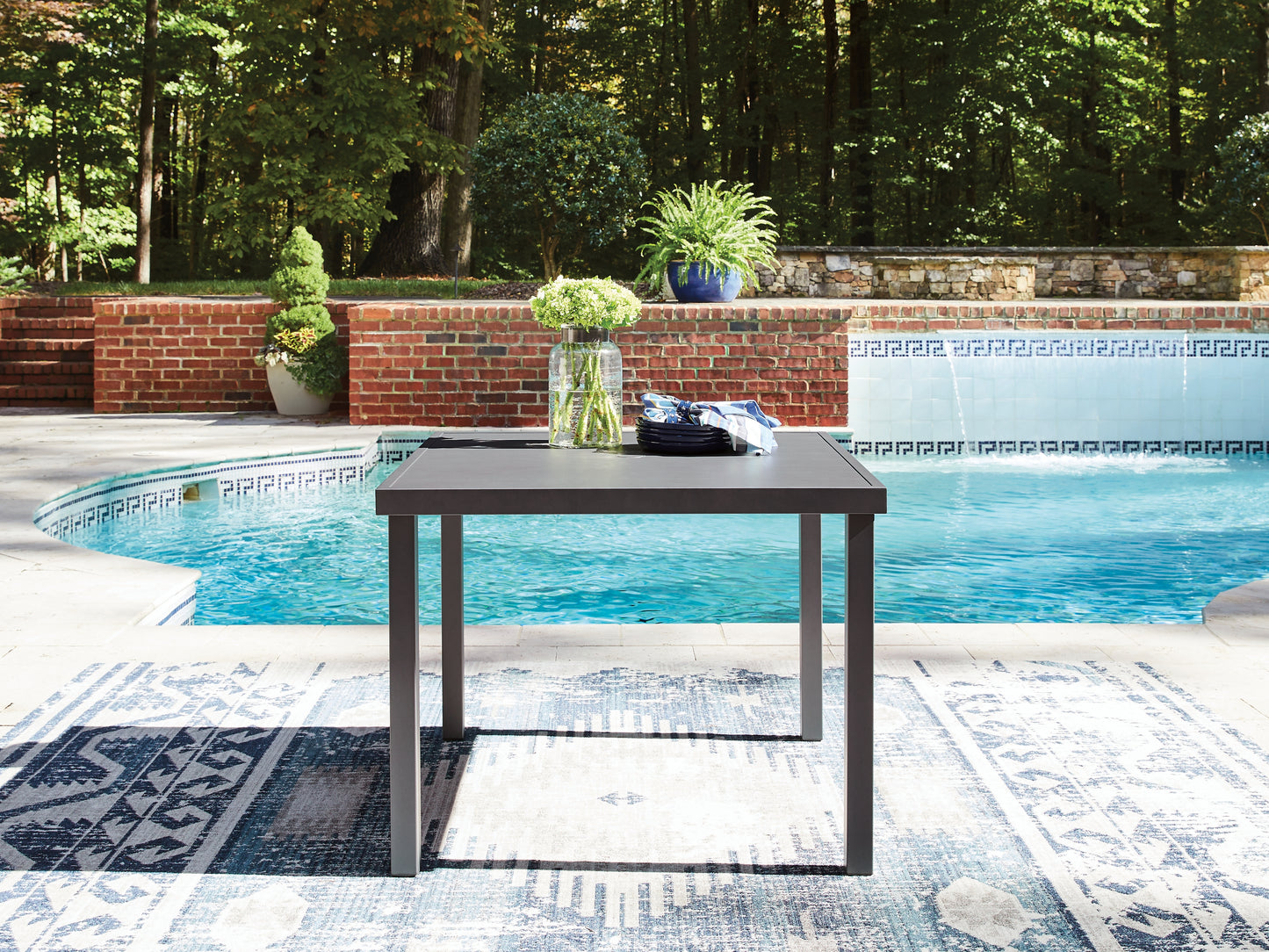 Bradenton Furniture Outlet - Ashley Furniture - Rocky Creek Outdoor - Square Dining Table w/UMB OPT / Gray - PCP326-615