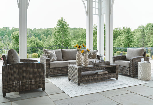 Bradenton Furniture Outlet - Ashley Furniture - Oasis Court Outdoor - Sofa/Chairs/Table Set (4/CN) / Gray - P335-081