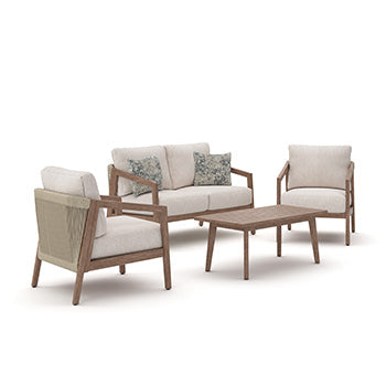 Bradenton Furniture Outlet - Ashley Furniture - Nature Lane Outdoor - Sofa/Chairs/Table Set (4/CN) - PCP355-081