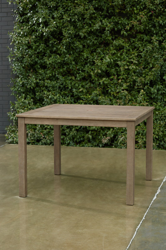 Bradenton Furniture Outlet - Ashley Furniture - Aria Plains Outdoor - Square Dining Table w/UMB OPT / Brown - P359-615