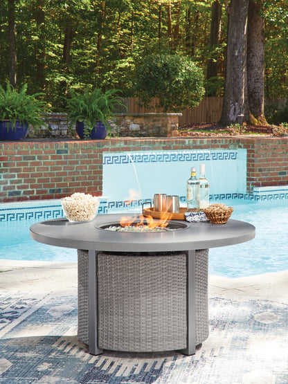 Bradenton Furniture Outlet - Ashley Furniture - Half Moon Beach Outdoor - Round Fire Pit Table / Gray - PCP418-776