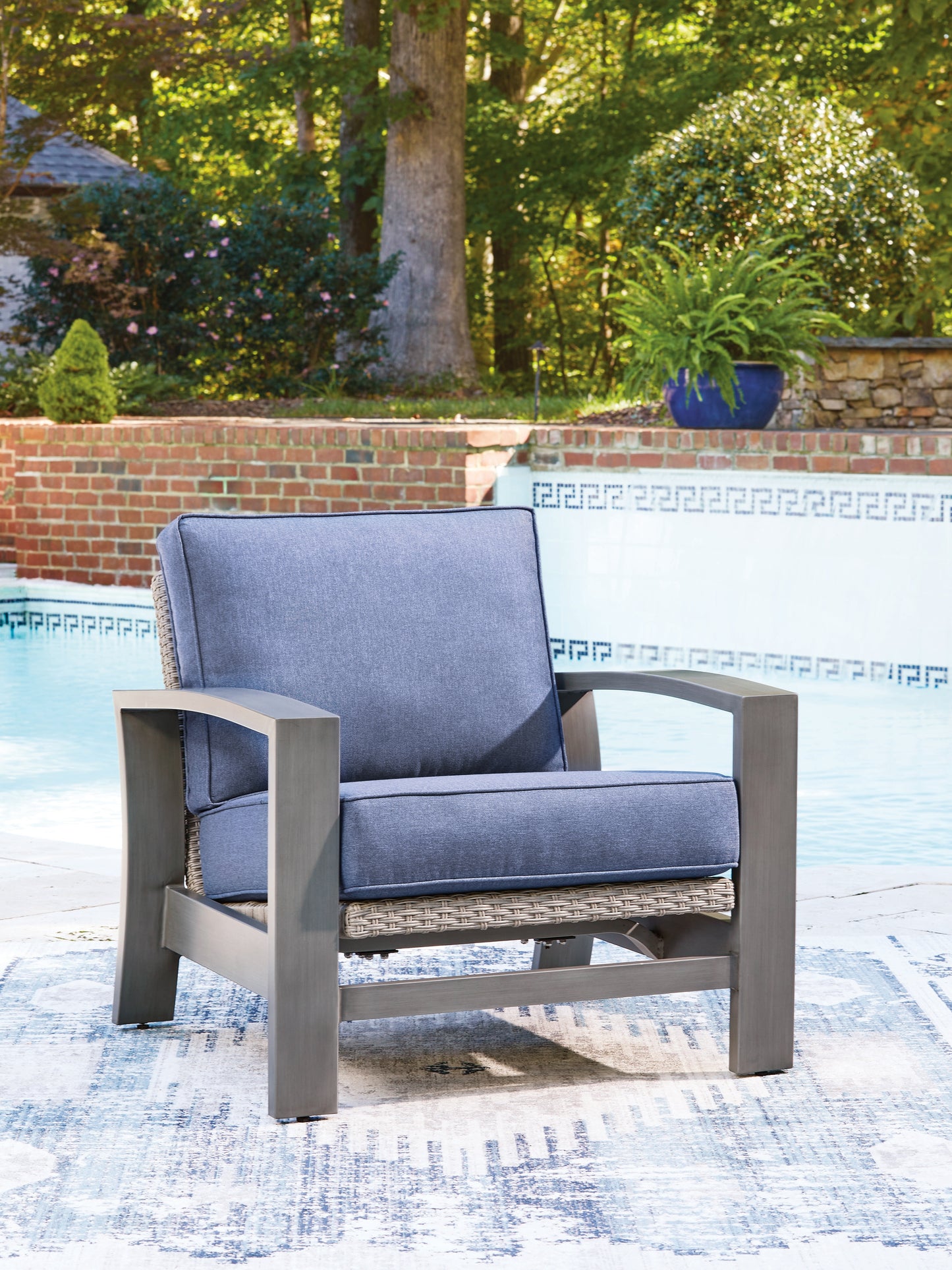 Bradenton Furniture Outlet - Ashley Furniture - Half Moon Beach Outdoor - Spring Lounge Chair / Blue/Gray - PCP418-820
