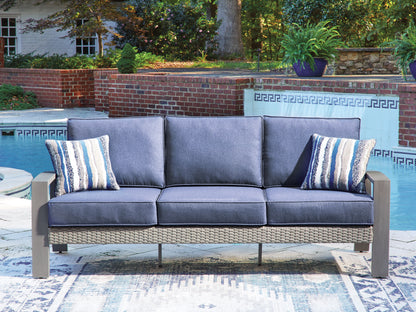 Bradenton Furniture Outlet - Ashley Furniture - Half Moon Beach Outdoor - Sofa with Cushion / Blue/Gray - PCP418-838