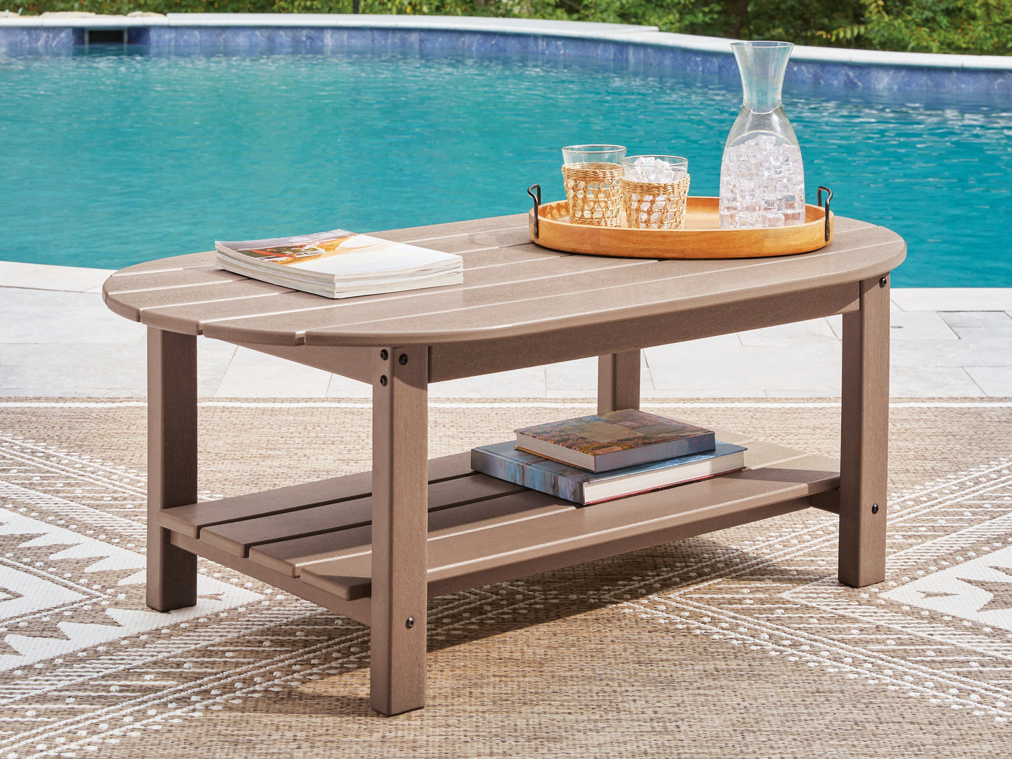 Bradenton Furniture Outlet - Ashley Furniture - Grover Beach Outdoor - Oval Cocktail Table / Driftwood - PCP422-700