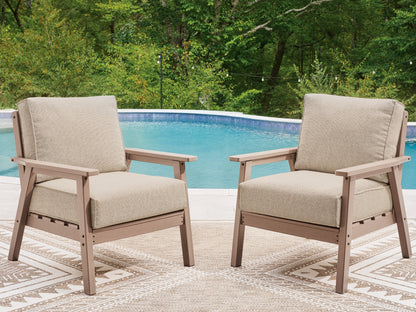 Bradenton Furniture Outlet - Ashley Furniture - Grover Beach Outdoor - Lounge Chair w/Cushion (Set of 2) / Driftwood - PCP422-820