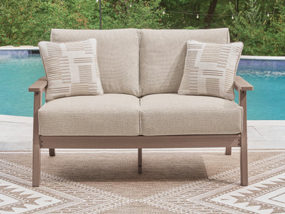 Bradenton Furniture Outlet - Ashley Furniture - Grover Beach Outdoor - Loveseat w/Cushion / Driftwood - PCP422-835